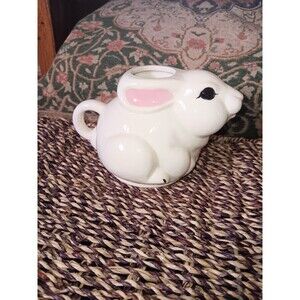 Vintage Studio Pottery White Rabbit Teapot 5x6